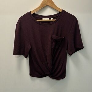 Cropped and gathered knit tee
